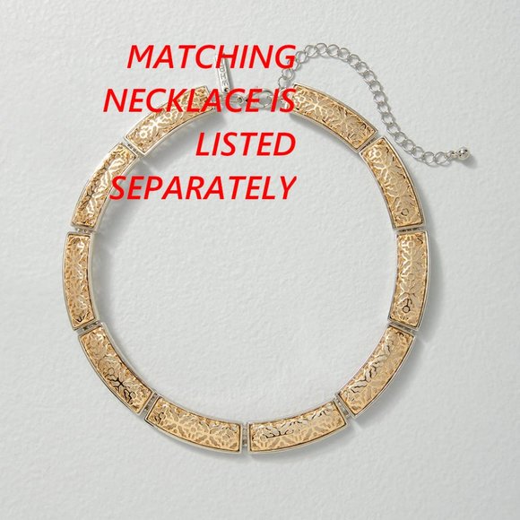 WHBM STUNNING! Goldtone + Silvertone Hoop Earrings FILIGREE - Picture 4 of 6